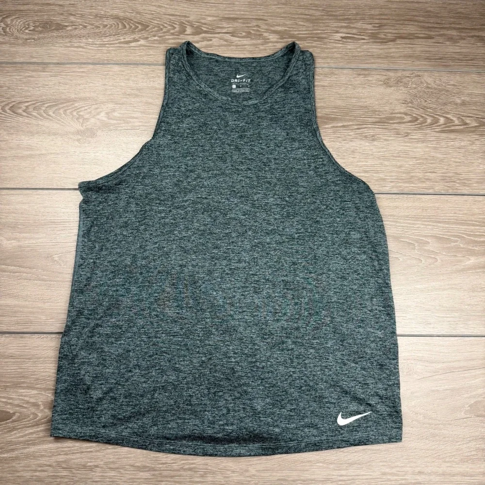 Nike Mens Tank Top Dri-FIT Athletic Training Heather Grey Large